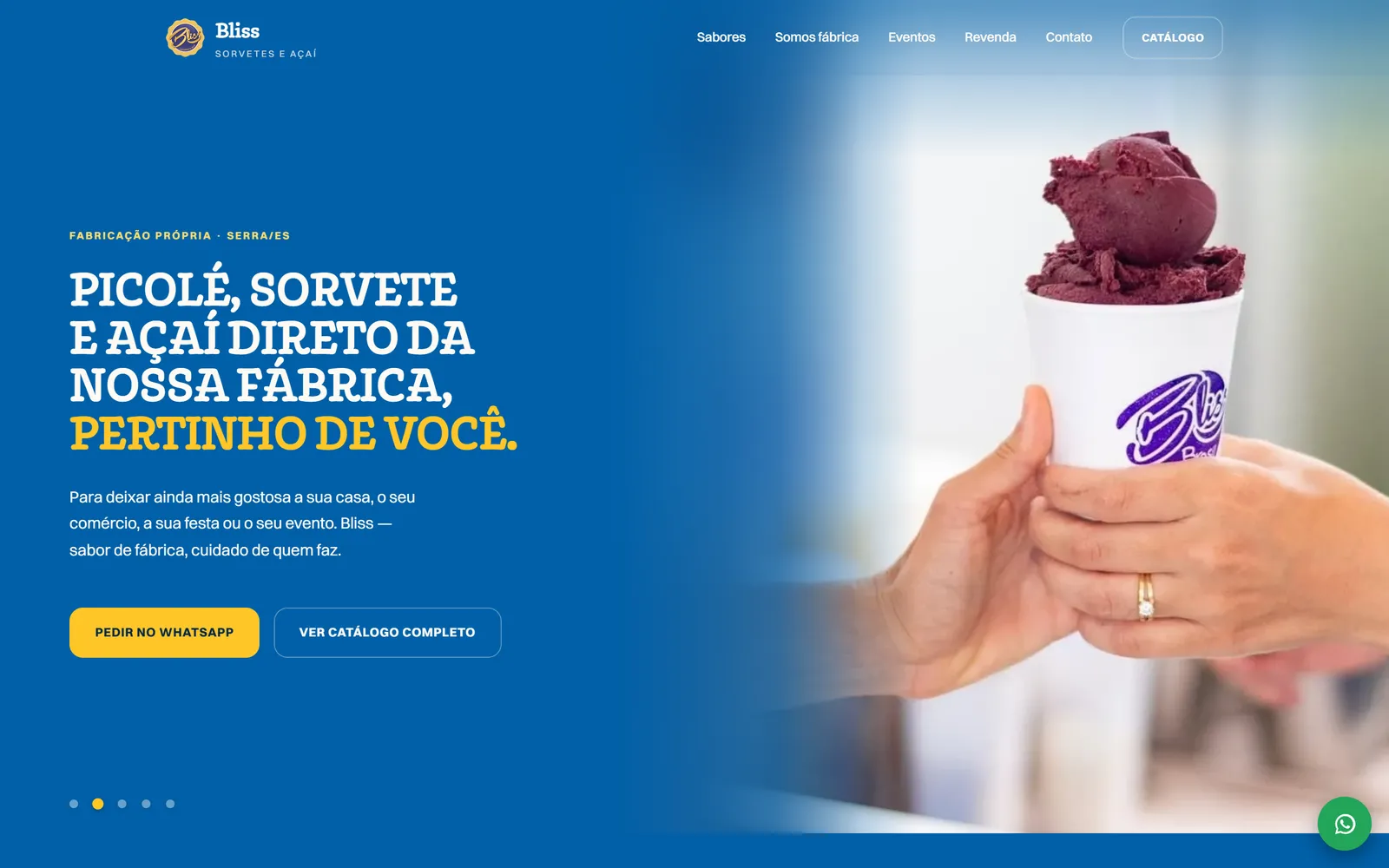 Site Bliss Sorvetes no computador