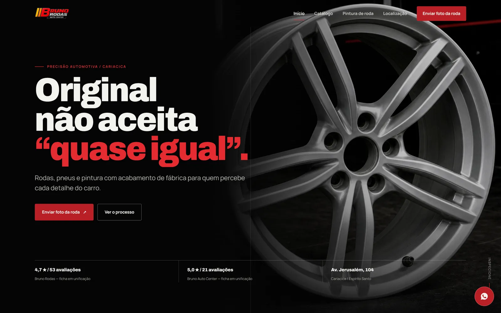 Site Bruno Rodas Auto Center no computador