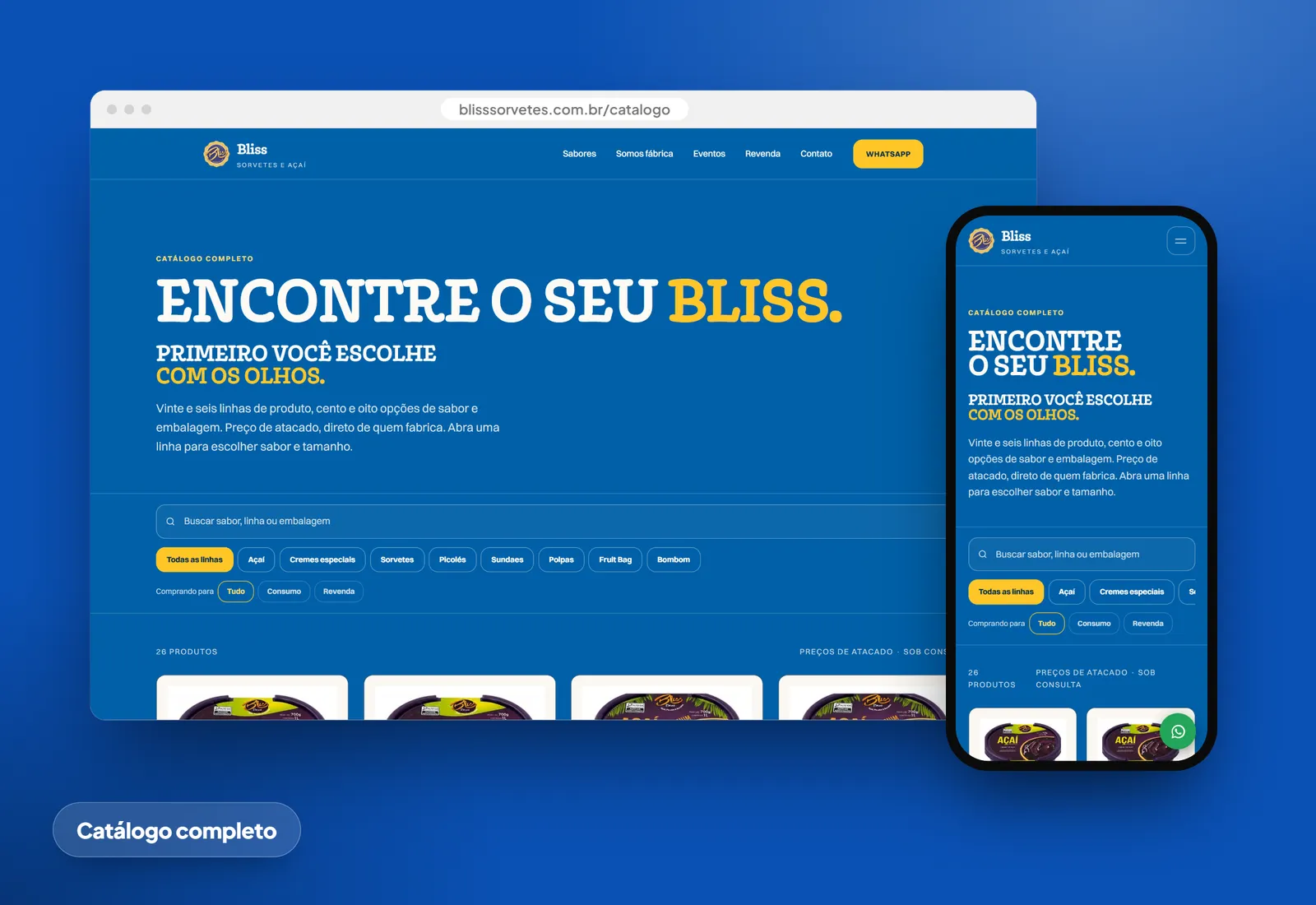 Bliss Sorvetes: Catálogo completo