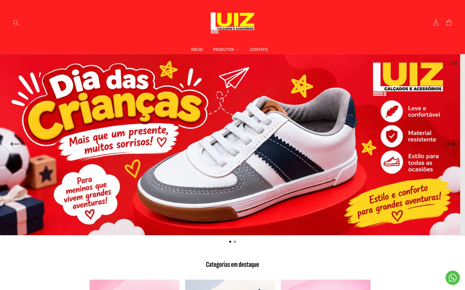 Site Luiz Calçados no computador