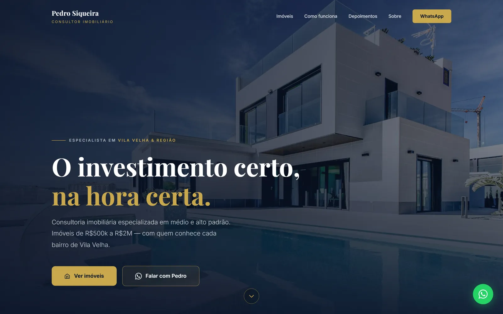 Site Pedro Siqueira Imóveis no computador