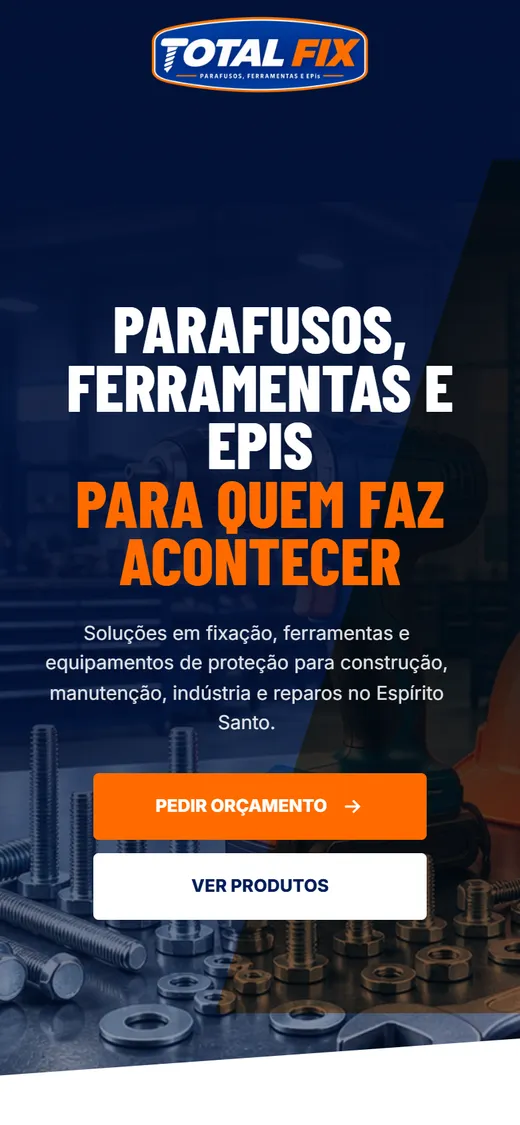 Site Total Fix Parafusos no celular
